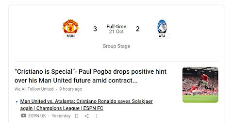 Manchester United 3-2 Atalanta