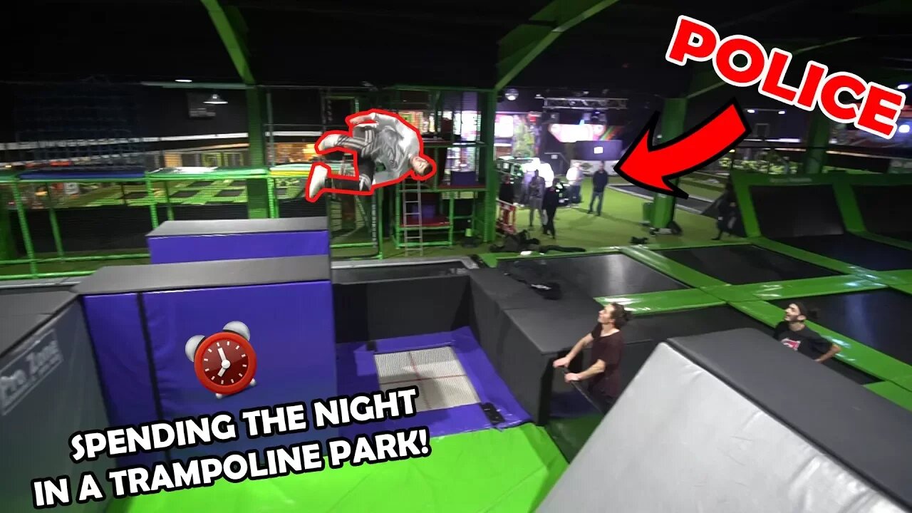 OVERNIGHT IN A TRAMPOLINE PARK *POLICE CAME*