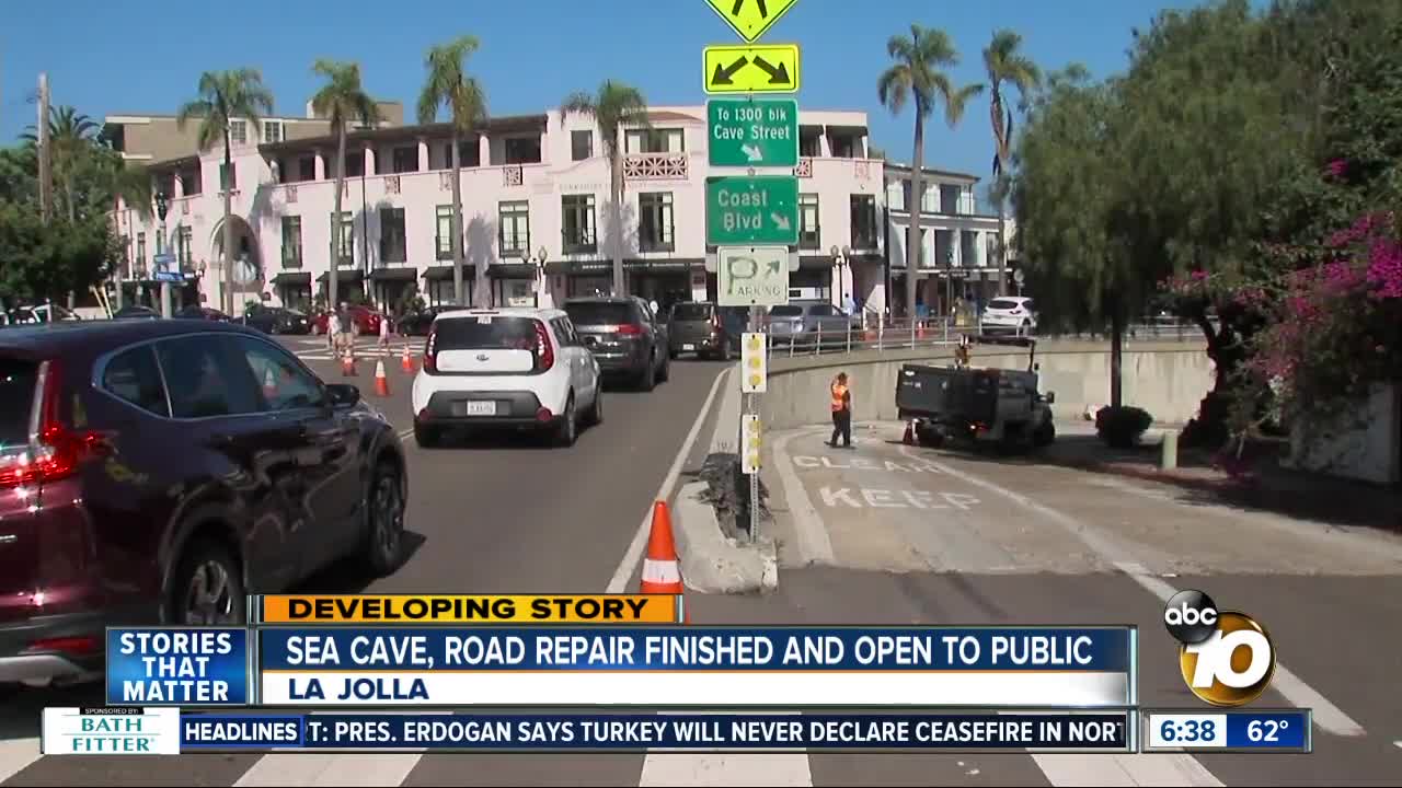 Project to repair sea cave, road in La Jolla Shores completed