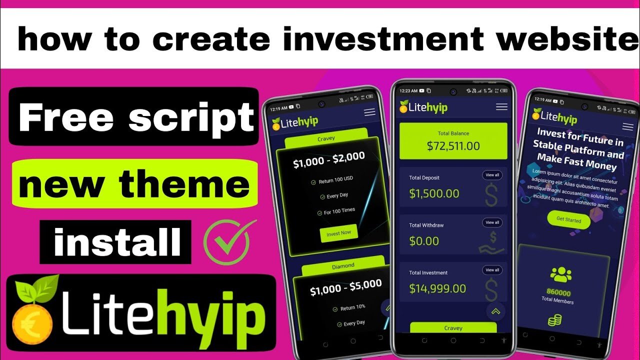 How to create investment website Without coding lithyip script