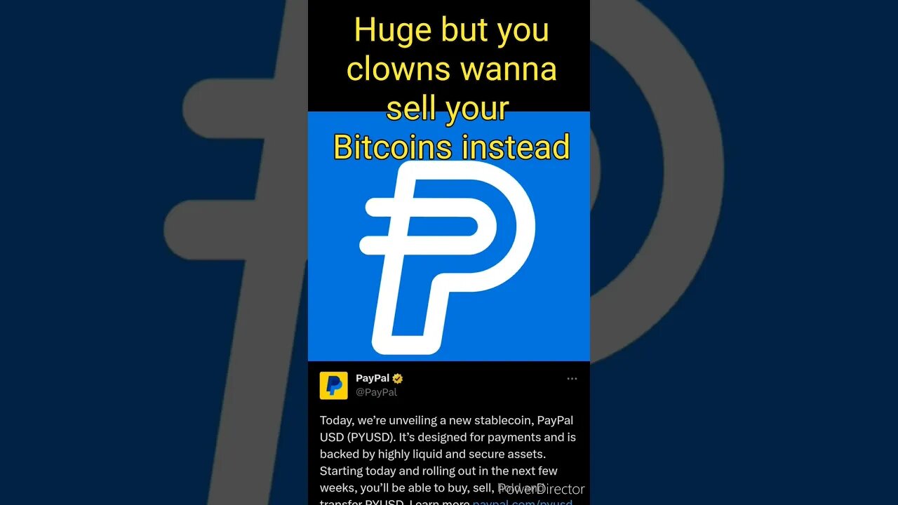 Huge but you clowns wanna sell your Bitcoins instead #btc #ethereum #paypal #pyusd