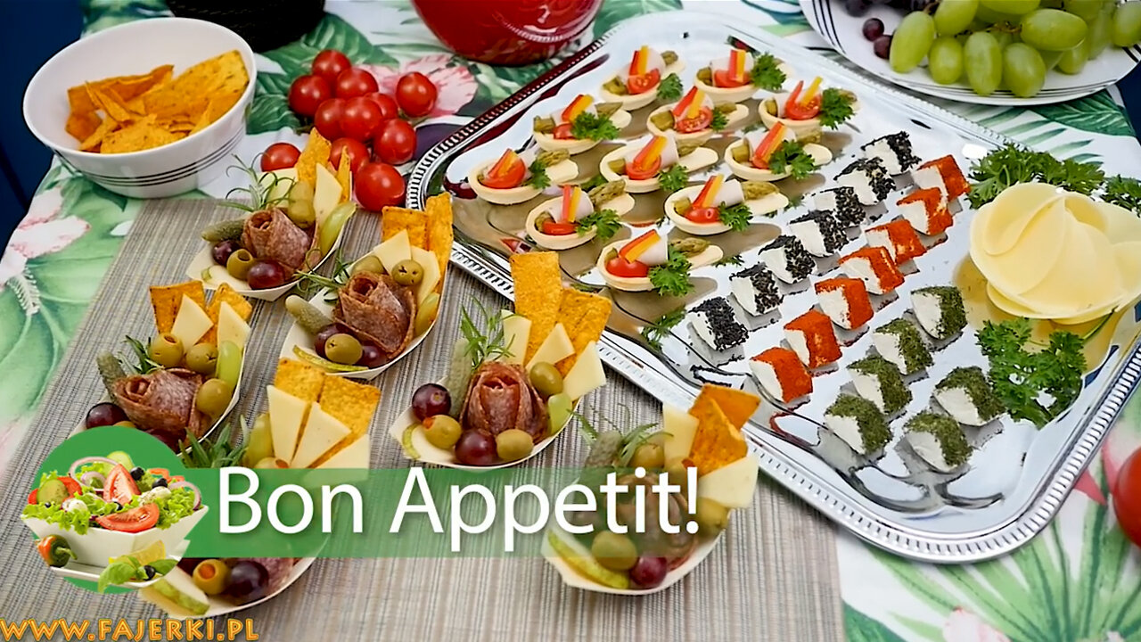 6 Delicious party appetizers. Best party snacks for you, tortilla, puff pastry and little boats