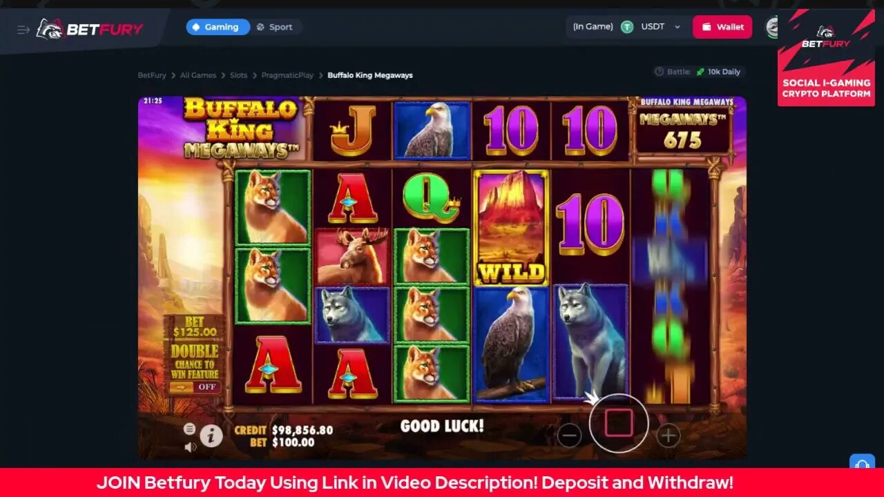 Betfury Buffalo King Megaways Slots Game With Tetris Type Multiple Wins!