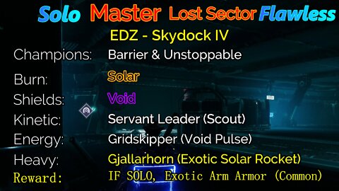 Destiny 2 Master Lost Sector: EDZ - Skydock IV 6-24-22