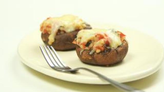 Couscous-Stuffed Portobello Mushroom Caps with Mozzarella