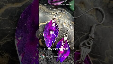 PURPLE PASSION, 1 inch, leather feather earrings pair