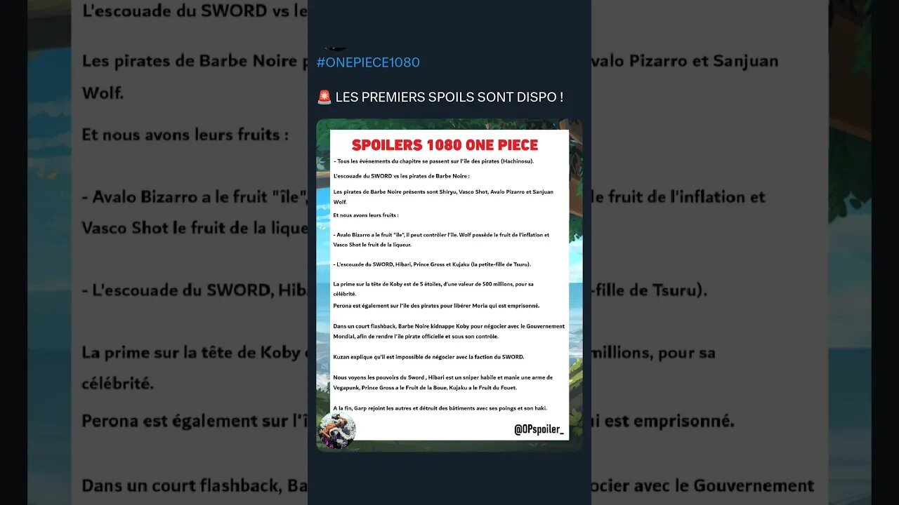 #ONEPIECE1080 🚨 LES PREMIERS SPOILS SONT DISPO