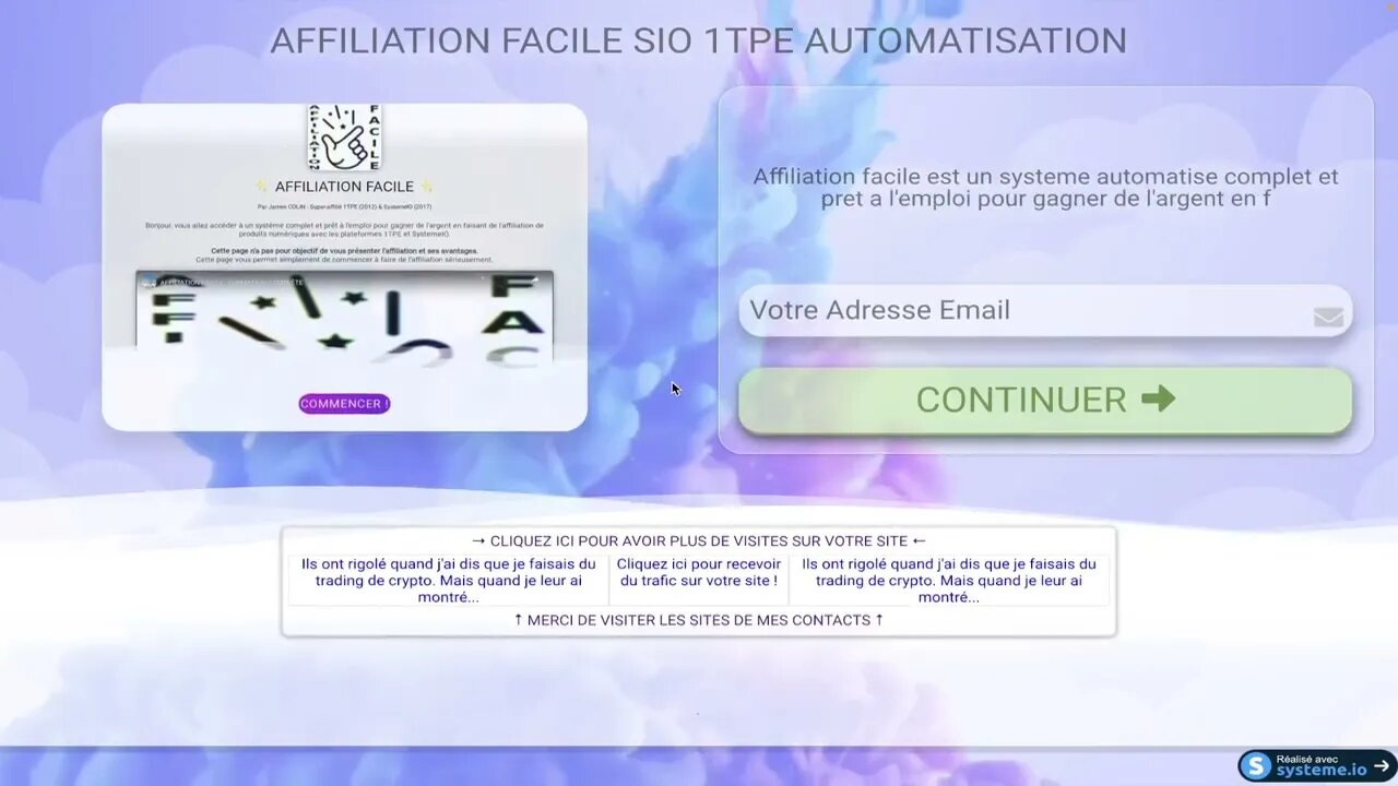 Page de capture animée avec SystemeIO