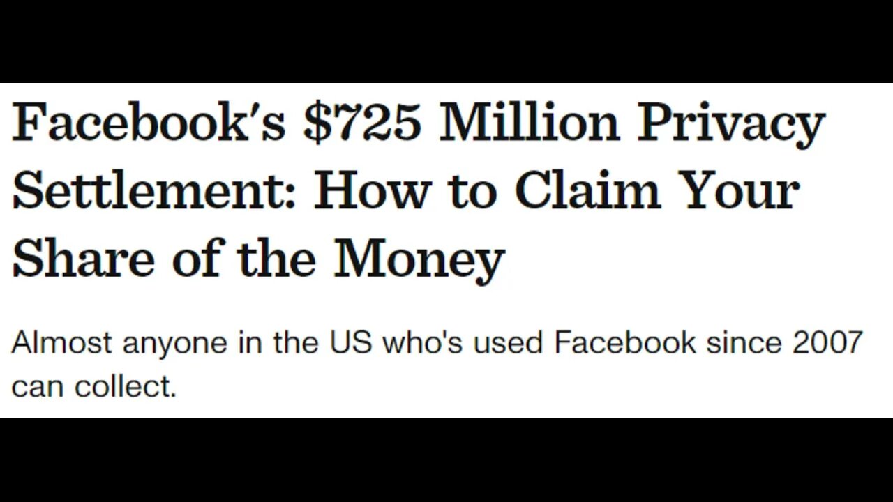 |NEWS| Facebook Owes You Money From A $725 Million Privacy Settlement