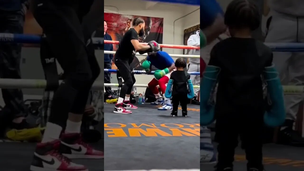 Floyd Mayweather's two-year old grandson getting hyped up after watching his grandfather