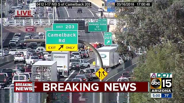 I-17 closed northbound Friday evening near Camelback