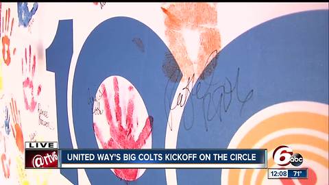 United Way marks 100th year in Indy with Colts kickoff on Monument Circle