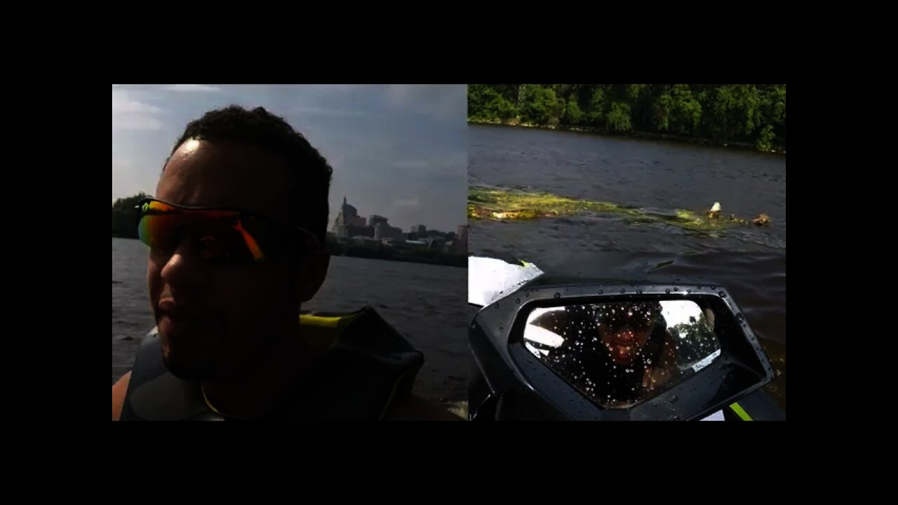 Jet Skiing with Bad Weather & Debris on the River