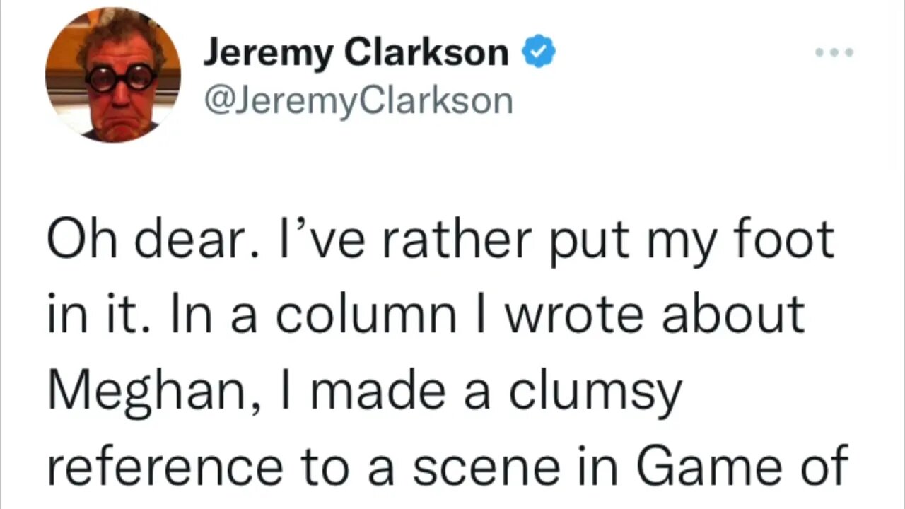 Jeremy Clarkson apologies and admits it was a Game Of Thrones reference