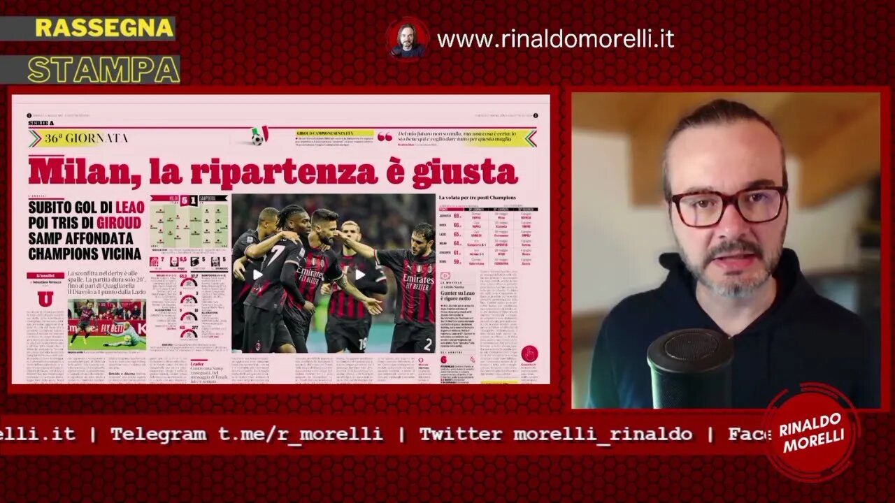 Rassegna Stampa 21.5.2023 #353 - Il MILAN riparte, oggi Napoli-Inter. City campione, ko Bayern