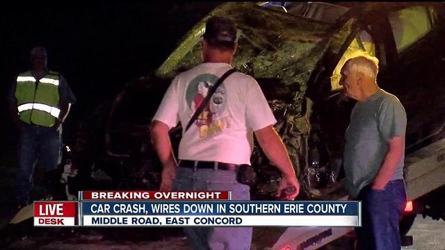 Car crash takes wires down in Southern Erie County