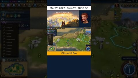 #oneturnadaychallenge #civ6 – Turn 76 - 1000 BC #shorts