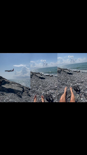 I am sitting and a plane passes in front of me, a great view