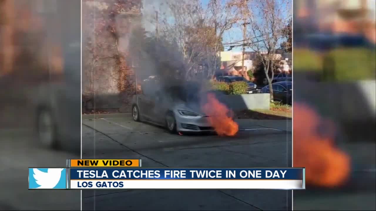 New Tesla catches fire twice in one day