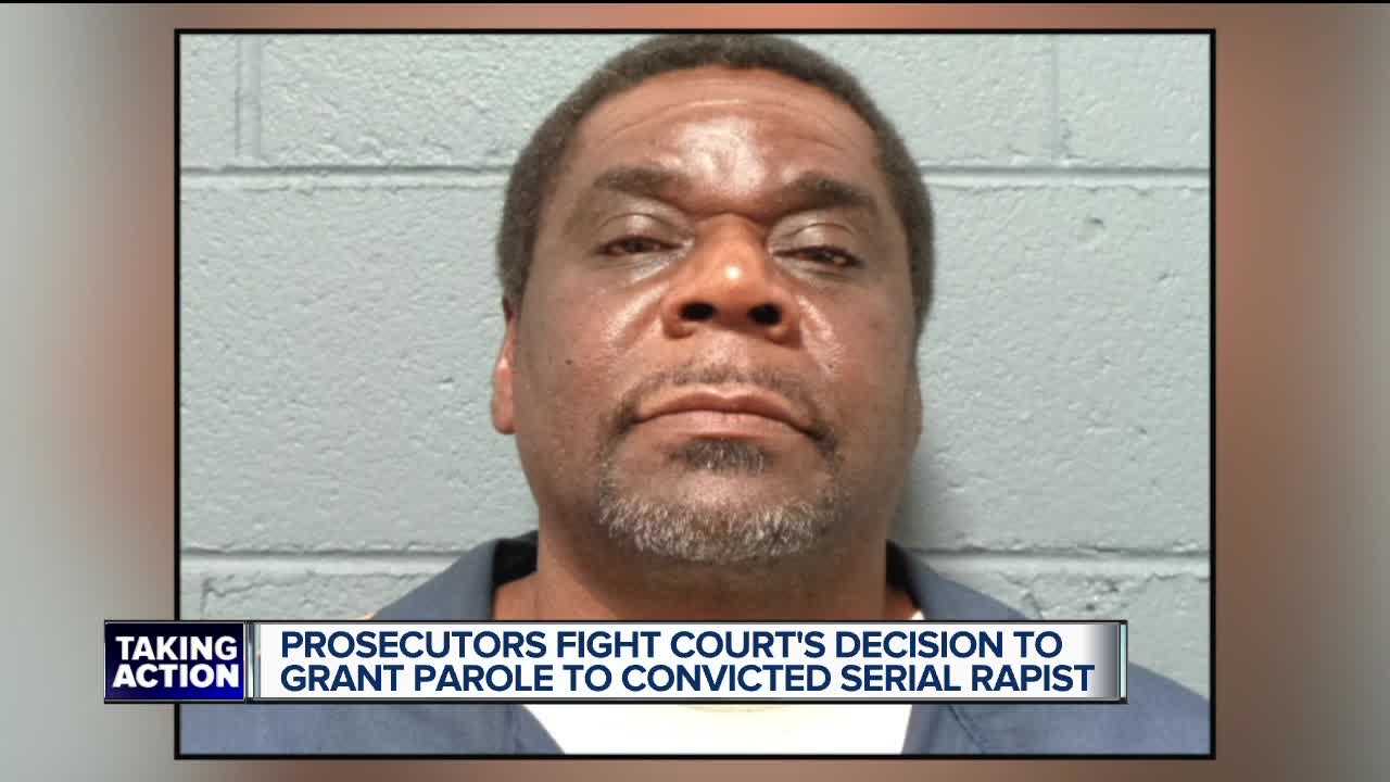 Prosecutors fight court's decision to grant parole to convicted serial rapist.