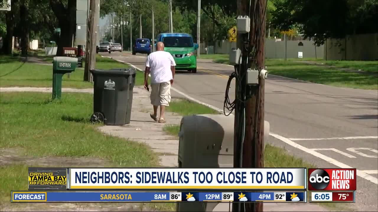 Citrus Park families say sidewalk near school is too close to road