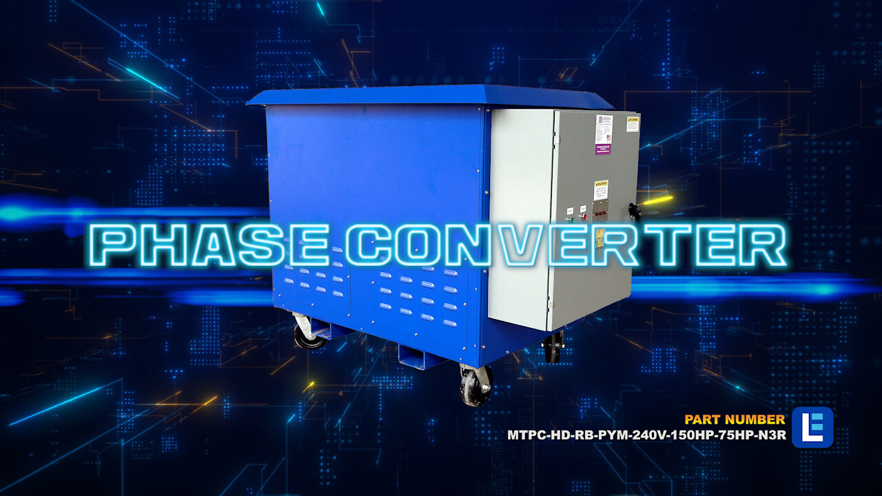 Rotary Phase Converter for 75HP Hard Loads, 208V Single Phase to 3 Phase Pony Motor