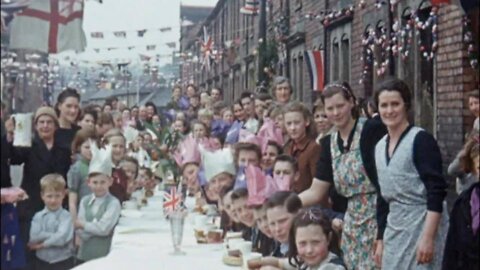 V.E Day celebrations, filmed in West Gateshead, 1945