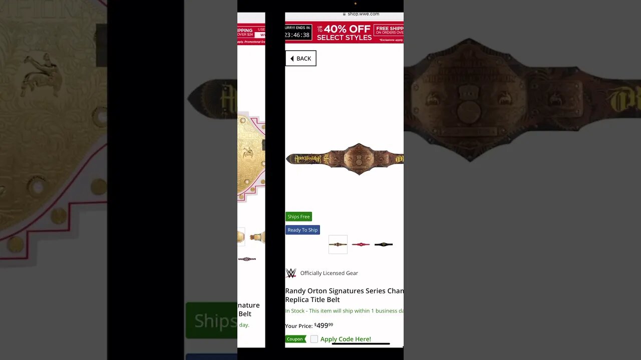 Every Big Gold Replica Belt On WWE Shop! #shorts