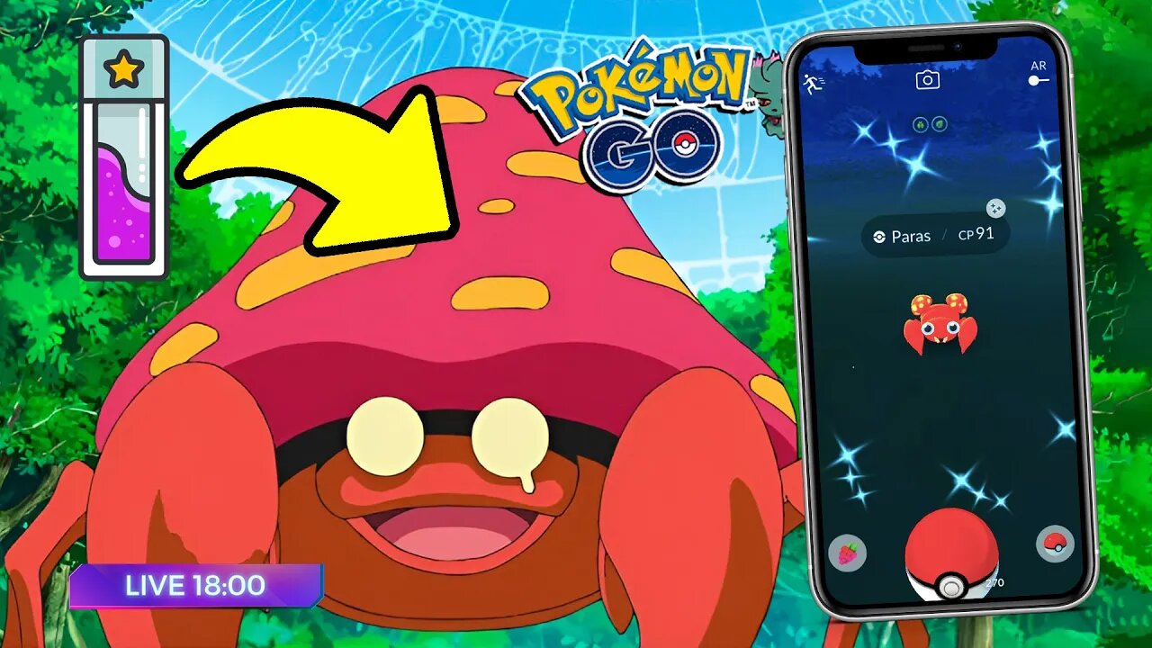 🕕 PARAS E PARASECT SHINY AGORA!!! MONTANHA DE POEIRA ESTELAR! POKÉMON GO Hora do Holofote!