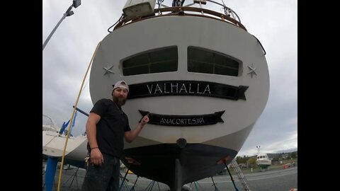 Painting the New Name On Our Sailboat- Valhalla is Official