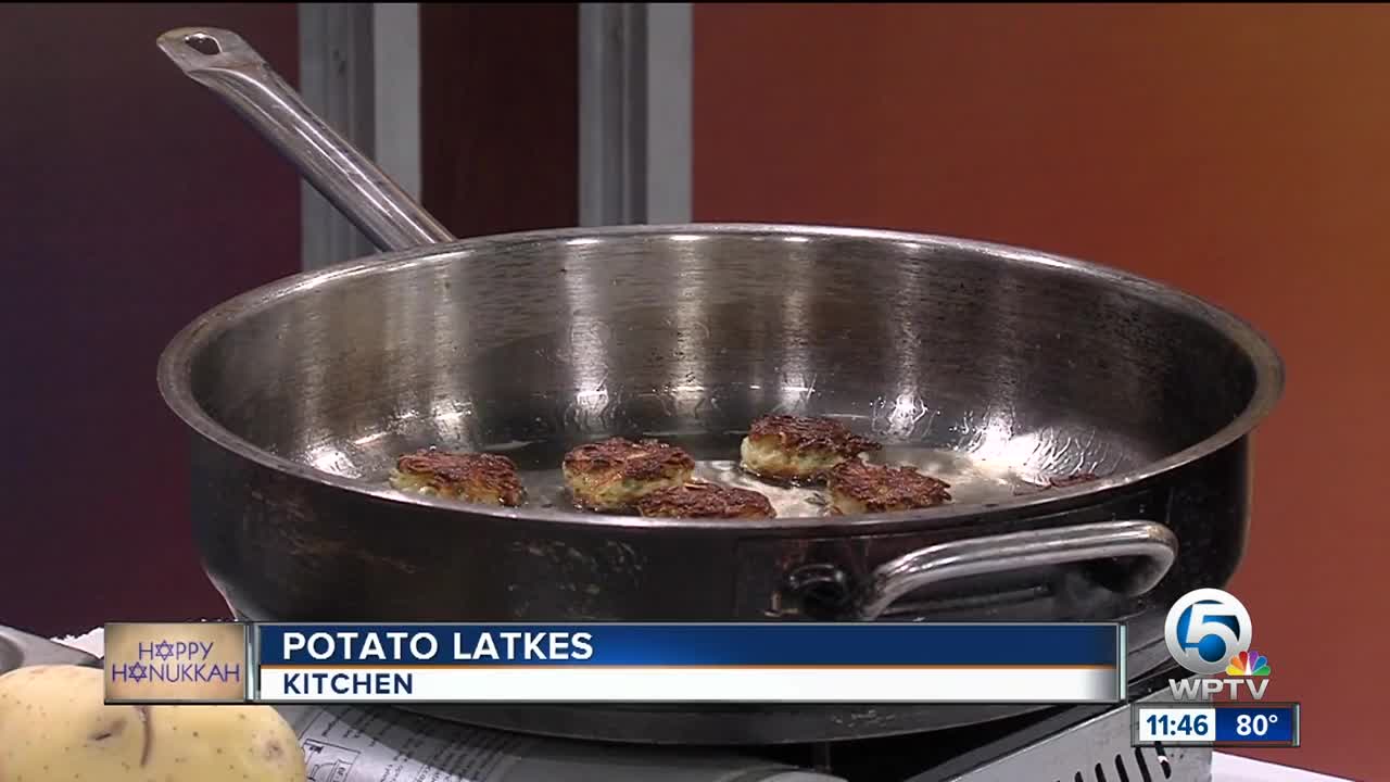 Making potato latkes with Chef Matthew Byrne