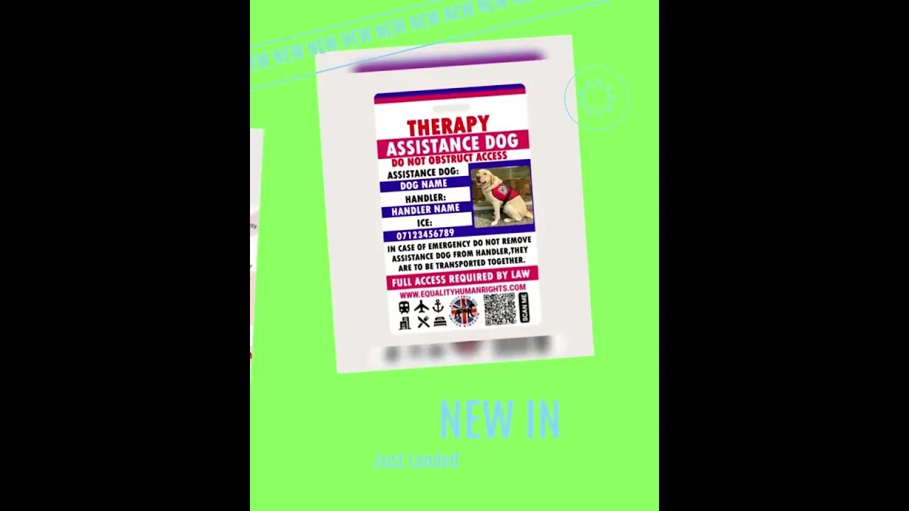 🔥 Therapy Dog Assistance Dog UK Law Card with Equality & Human Rights QR Code-Dog ID-service dog Id