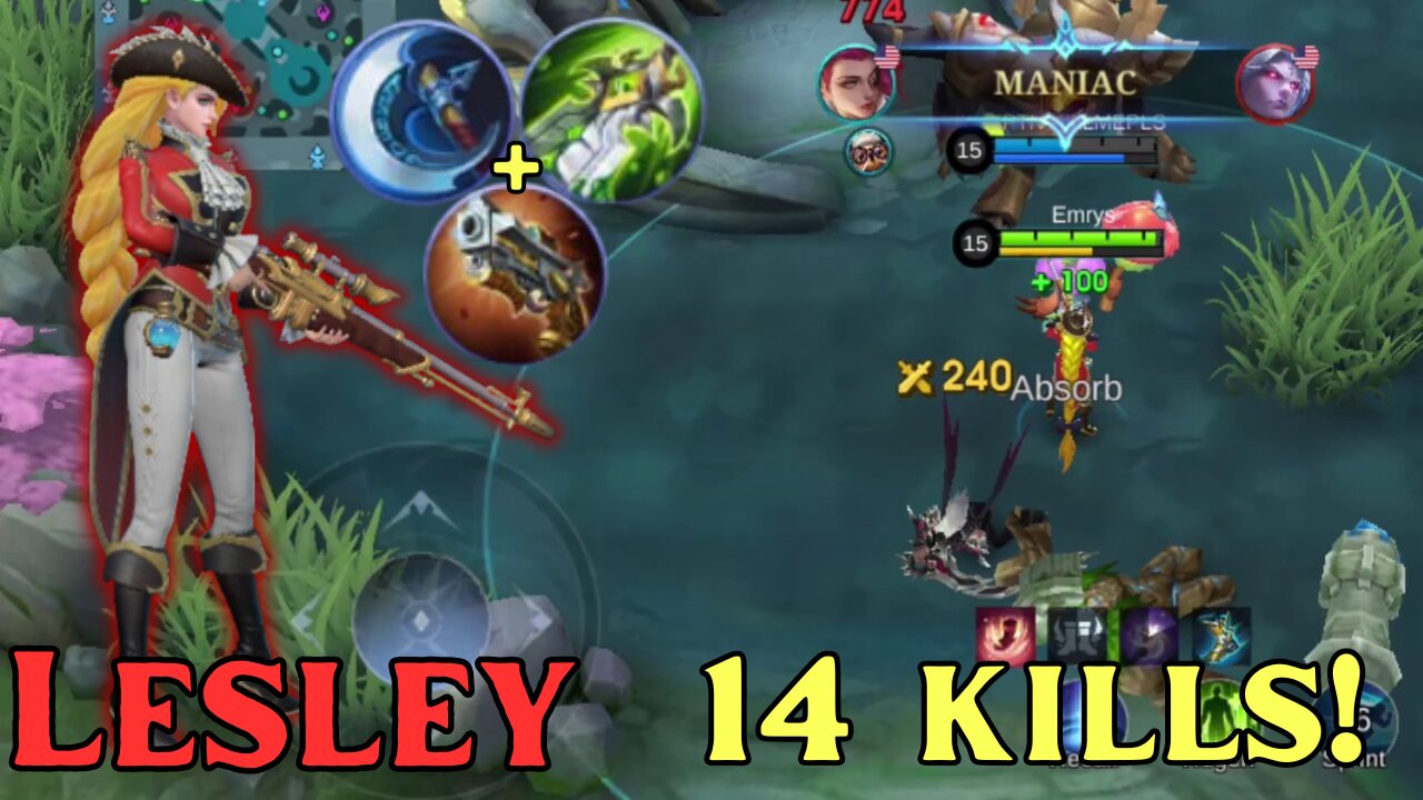 14 Kills! + MANIAC!! Lesley Gold Lane Build! | MLBB | Mobile Legends | Mobile Legends: Bang Bang |