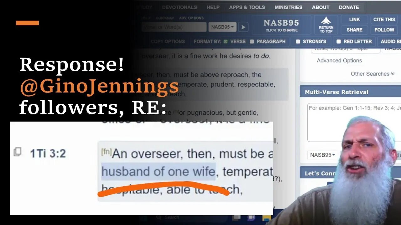 Response to followers of Gino Jennings re 'one wife' and 'own wife'