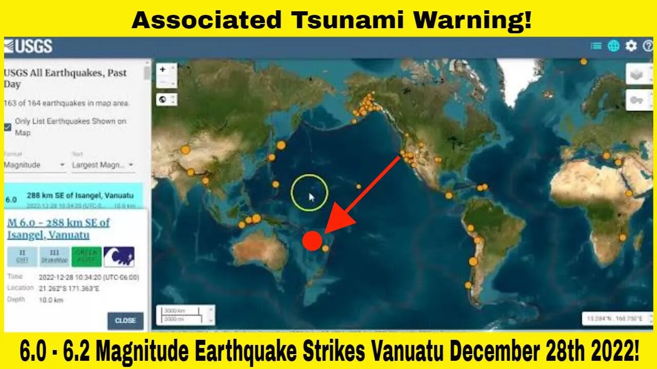 6.0 - 6.2 Magnitude Earthquake Strikes Vanuatu December 28th 2022!