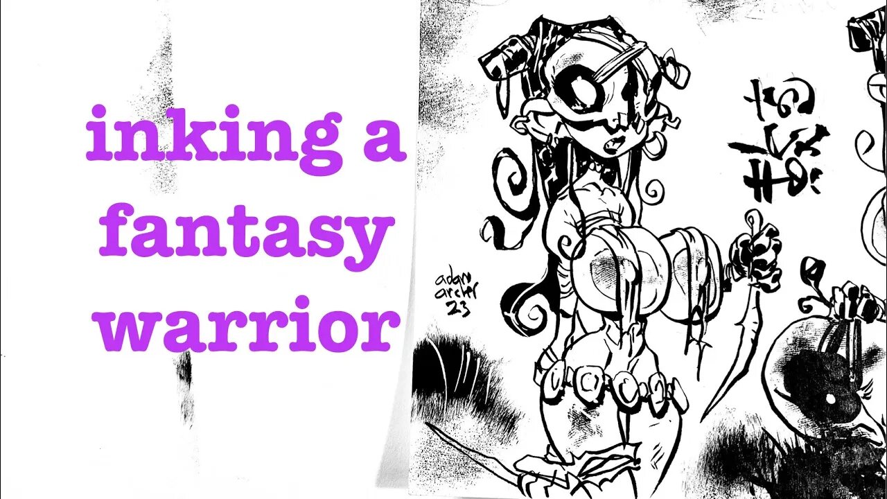 inking a character design for a fantasy comic book #Inking #FantasyWomen #Curvy #Thick 