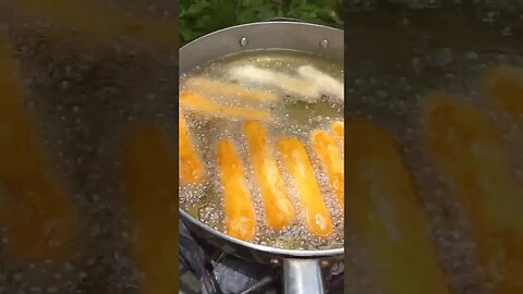 Jamaican Festival Recipe 😋 #asmr #campfire #camping #nature