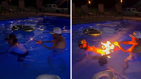 Creative guys hilariously light on fire an underwater fart