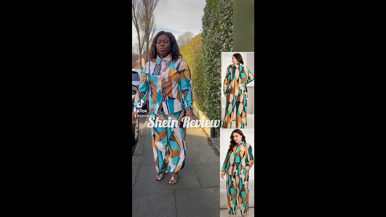 Plus Geo Print Shirt & Wide Leg Trousers Without Belt #sheinreview #sheinhaul2023 size 1XL (18)