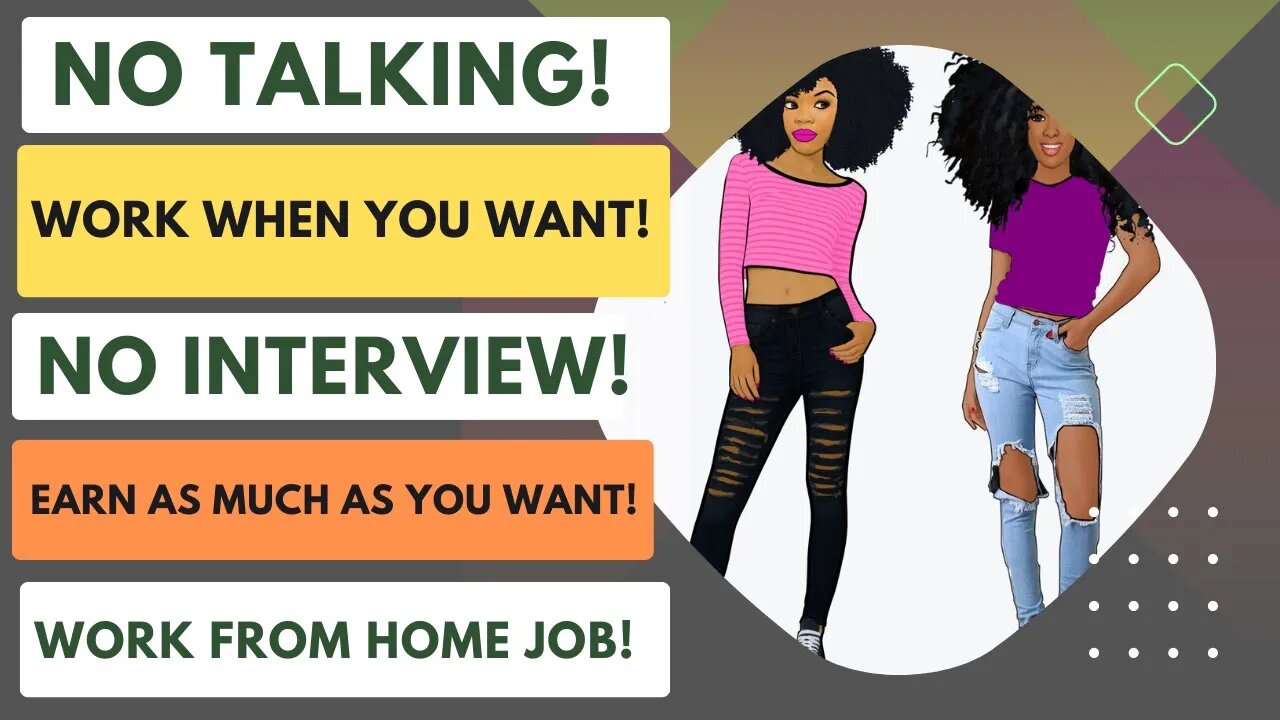 Work When You Want Earn As Much As You Want No Talking No Interview Work From Home Job No Resume