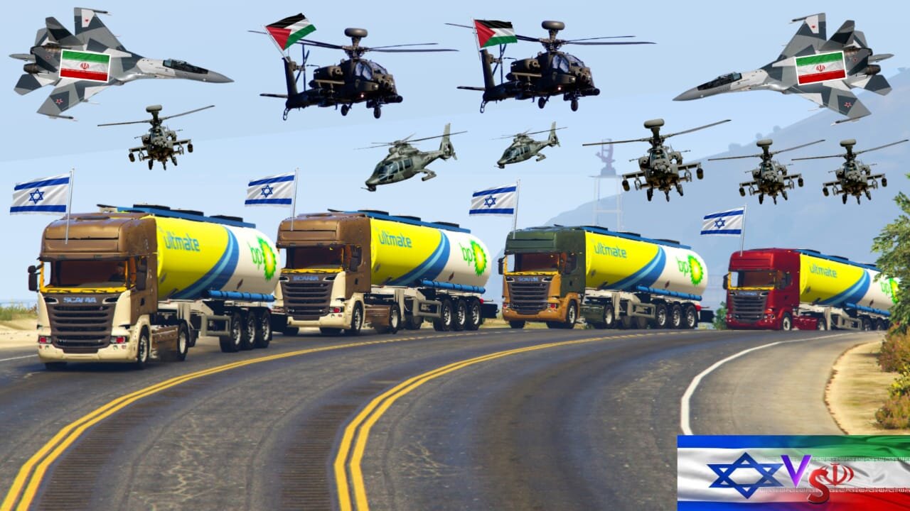 Irani fighter jets war drones destroyed Israeli vehicle convoy | GTA V |