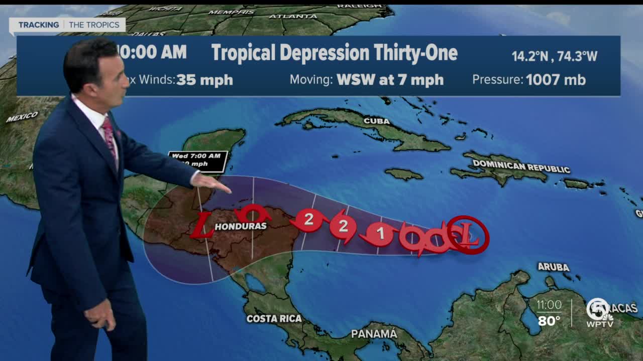 Tropical Depression 31 forms in the Caribbean Sea, could become Iota