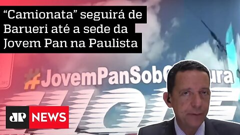 Grupo de caminhoneiros faz protesto contra censura na imprensa; Trindade opina