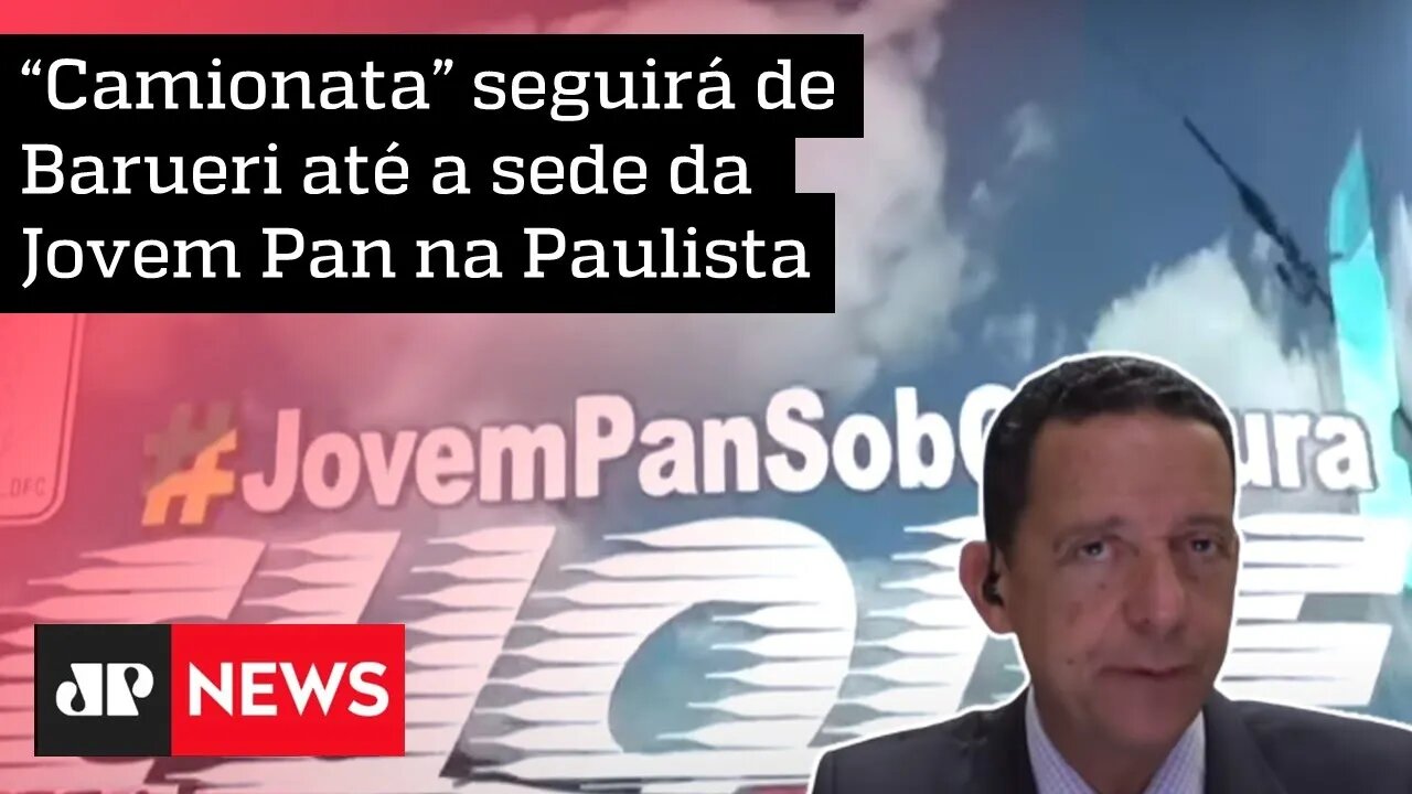 Grupo de caminhoneiros faz protesto contra censura na imprensa; Trindade opina