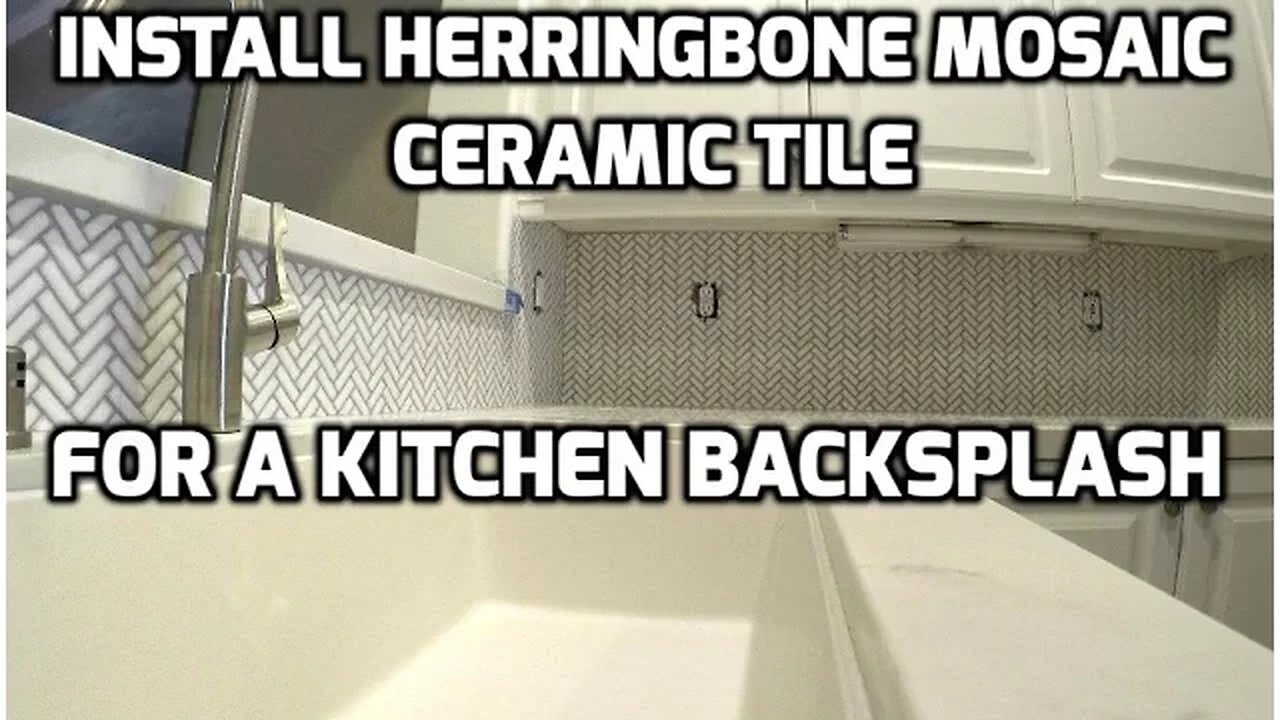 Install Herringbone Mosaic Ceramic Tile for a Kitchen Backsplash