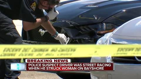 Police suspect driver was street racing when he struck woman on Bayshore