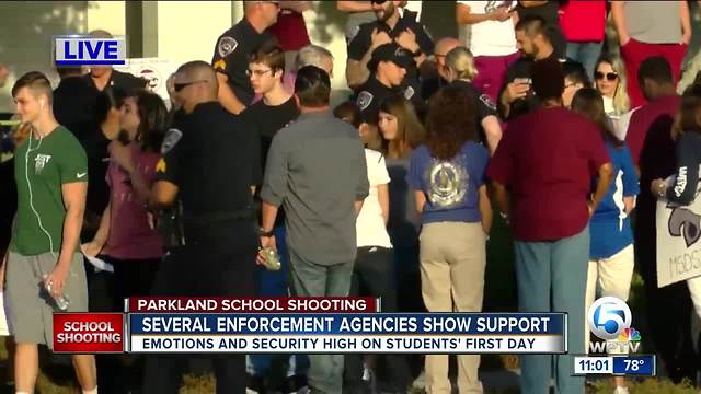 Strong community support for Stoneman Douglas HS students on 1st day back after shooting