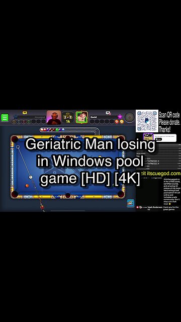 Geriatric Man losing in Windows pool game [HD] [4K] 🎱🎱🎱 8 Ball Pool 🎱🎱🎱