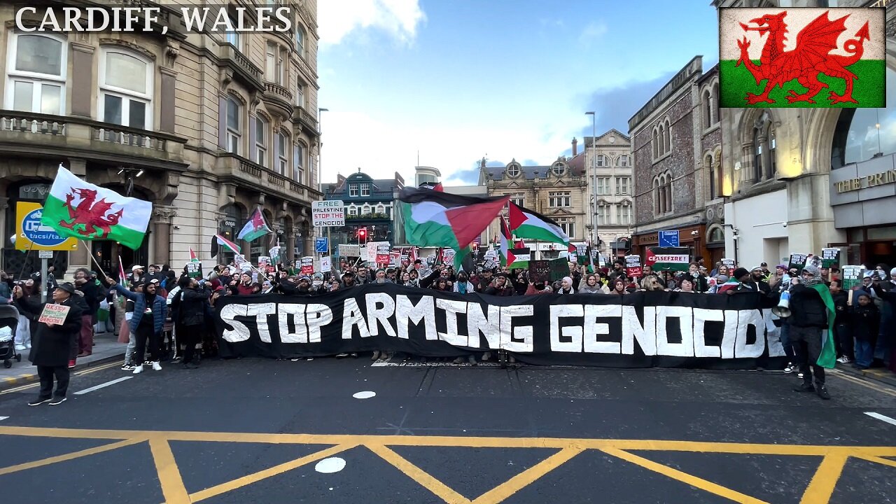 March Pro-PS Protesters, St Mary Street to BBC Cymru Central Square Cardiff☮️