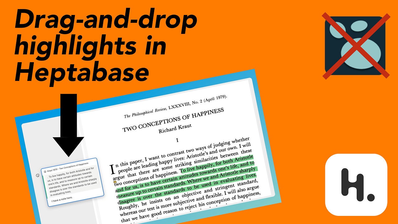 Drag-and-drop PDF highlights in HEPTABASE (better than Logseq, kind of like Marginnote)